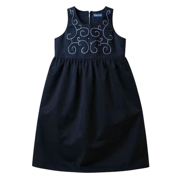 Vintage Herman Geist Dress Mixed Wool Velvet Deep Navy Blue Empire Waist 14P - Picture 5 of 11